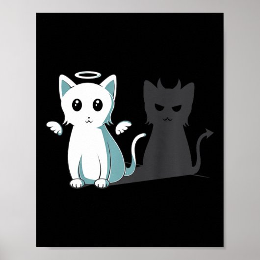 Spint Evil Devil Cat Happy Halloween Cat Angel Dev Poster (Voorkant)