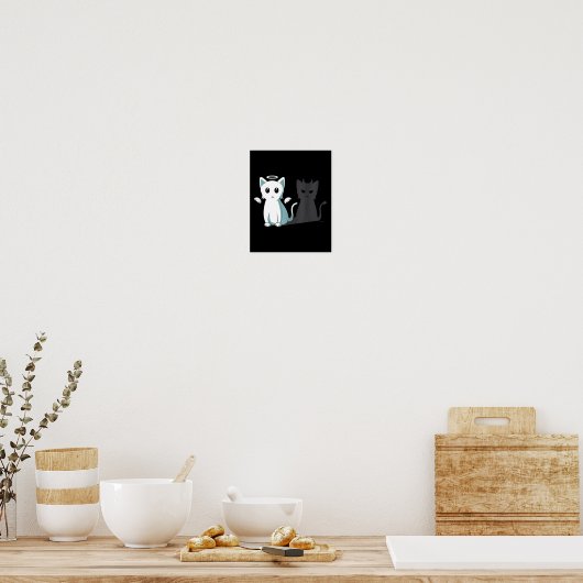 Spint Evil Devil Cat Happy Halloween Cat Angel Dev Poster (Keuken)