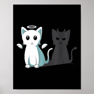 Spint Evil Devil Cat Happy Halloween Cat Angel Dev Poster