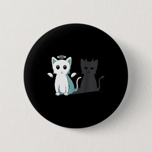 Spint Evil Devil Cat Happy Halloween Cat Angel Dev Ronde Button 5,7 Cm