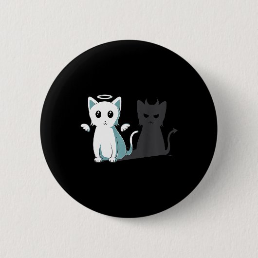 Spint Evil Devil Cat Happy Halloween Cat Angel Dev Ronde Button 5,7 Cm (Voorkant)