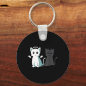 Spint Evil Devil Cat Happy Halloween Cat Angel Dev Sleutelhanger (Voorkant)