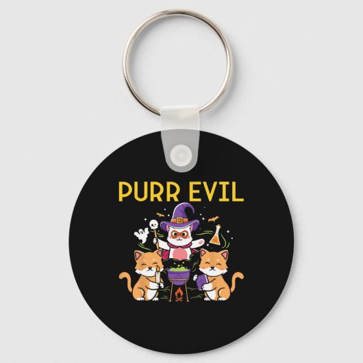 Spint Evil Halloween Cats Witches Fun spooky cats Sleutelhanger (Voorkant)