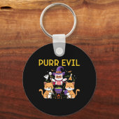 Spint Evil Halloween Cats Witches Fun spooky cats Sleutelhanger (Voorkant)