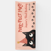 Spint-fect Black Cat Kinder Verjaardagsfeest Roze Spandoek (Verticaal)