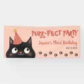 Spint-fect Black Cat Kinder Verjaardagsfeest Roze Spandoek (Horizontaal)