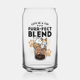 Spint-fect Blend: Kat en Koffie Kunst voor Pet Lov Blikvorm Glas