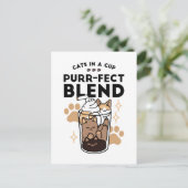 Spint-fect Blend: Kat en Koffie Kunst voor Pet Lov Briefkaart (Staand voorkant)