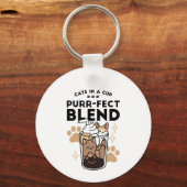 Spint-fect Blend: Kat en Koffie Kunst voor Pet Lov Sleutelhanger (Achterkant)