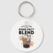 Spint-fect Blend: Kat en Koffie Kunst voor Pet Lov Sleutelhanger (Achterkant)
