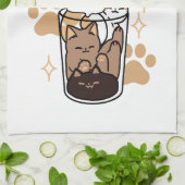 Spint-fect Blend: Kat en Koffie Kunst voor Pet Lov Theedoek (Gevouwen)