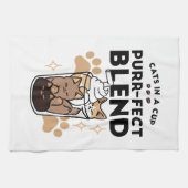 Spint-fect Blend: Kat en Koffie Kunst voor Pet Lov Theedoek (Horizontaal)