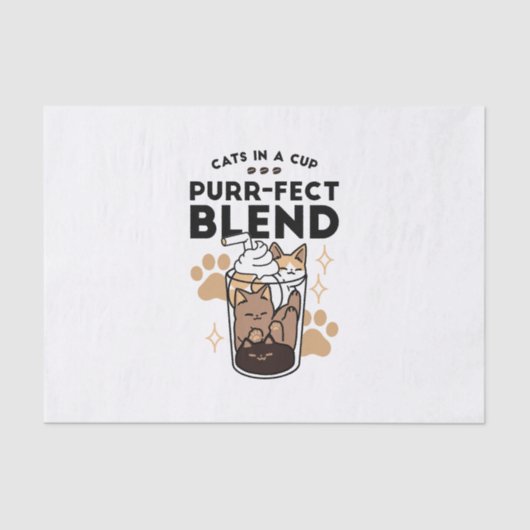 Spint-fect Blend: Kat en Koffie Kunst voor Pet Lov Tissuepapier (Voorkant)