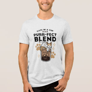 Spint-fect Blend: Kat en Koffie Kunst voor Pet Lov Tri-Blend Shirt