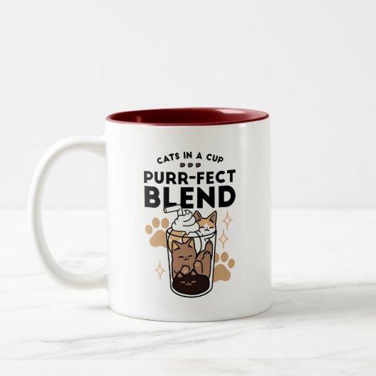 Spint-fect Blend: Kat en Koffie Kunst voor Pet Lov Tweekleurige Koffiemok (Links)