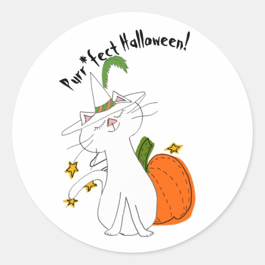 Spint*fect Cat Pumpkin Halloween Ronde Sticker (Voorkant)