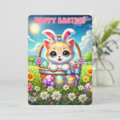 Spint-fect Easter Kitten Basket Groeten Feestdagenkaart (Staand voorkant)