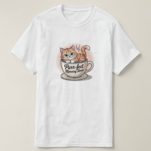 "Spint-fect Morning Brew Cat Mok - Schattigee koff T-shirt (Design voorkant)