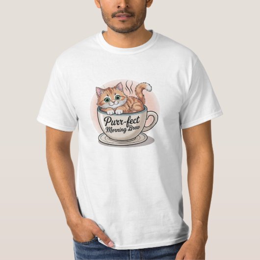 "Spint-fect Morning Brew Cat Mok - Schattigee koff T-shirt (Voorkant)