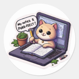 Spint-fect Notes Back-to-School Schattige Cat Desi Ronde Sticker