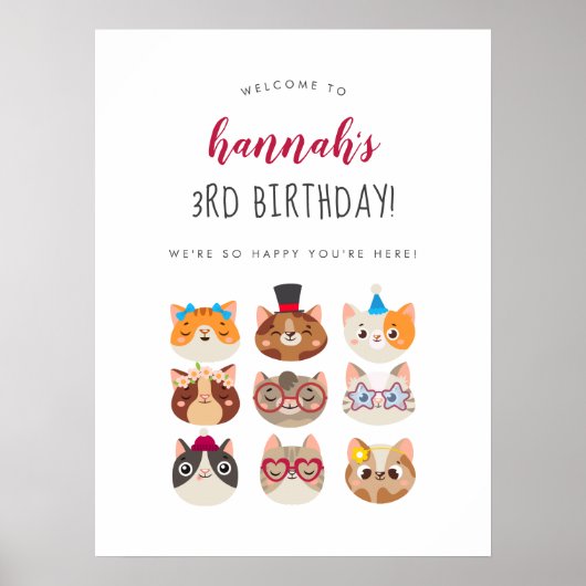 Spint-fect Party Cat Verjaardagsfeest Poster (Voorkant)