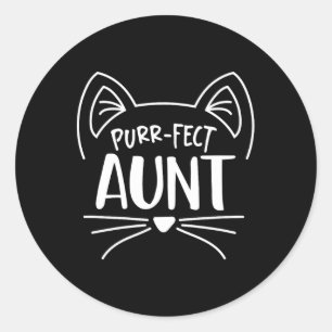 Spint-fecte Tante Cadeau Tante Tante Kattenliefheb Ronde Sticker