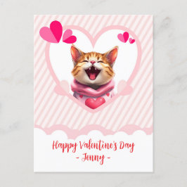 Spint-fecte Valentijn Schattige kat in een hart Li Feestdagenkaart