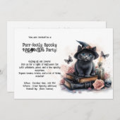 🐈‍⬛Spint-fectly Spooky HALLOWEEN party Invitation Kaart (Voorkant / Achterkant)