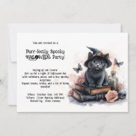 🐈‍⬛Spint-fectly Spooky HALLOWEEN party Invitation Kaart