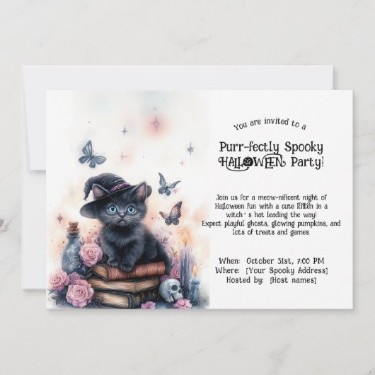 🐈‍⬛Spint-fectly Spooky Halloween Party Kaart (Voorkant)