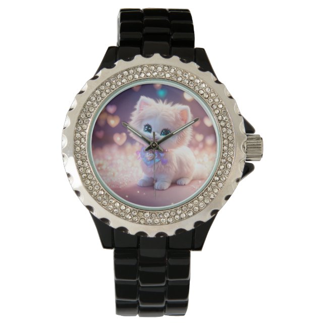 Spint-fecttijd: Schattige Cat Handhorloge Horloge (Voorkant)