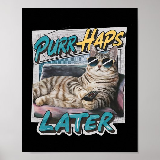 Spint-haps Later Funny Cat Lover Pun Relaxing Lazy Poster (Voorkant)