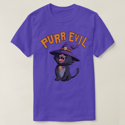 Spint het Pet van de zwarte kat-heks van Evil Hall T-shirt (Design voorkant)