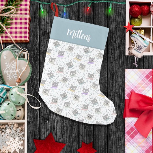 Spint perfect gepersonaliseerd monogram kattenpatr kleine kerstsok