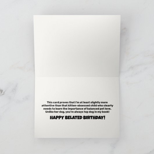 Spint-sistent afleiding verlate verjaardags Kaart (Binnen)