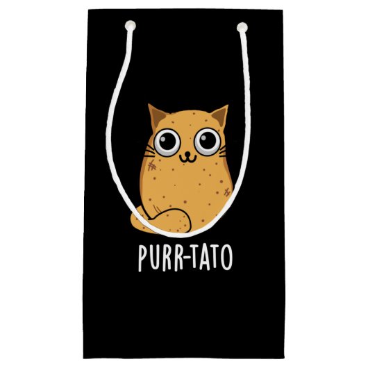 Spint-tato Funny Cat Potato Pun Dark BG Klein Cadeauzakje (Voorkant)