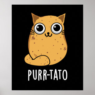 Spint-tato Funny Cat Potato Pun Dark BG Poster