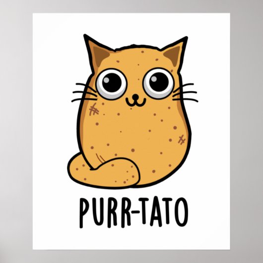 Spint-tato Funny Cat Potato Pun Poster (Voorkant)