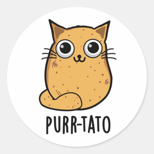 Spint-tato Funny Cat Potato Pun Ronde Sticker (Voorkant)