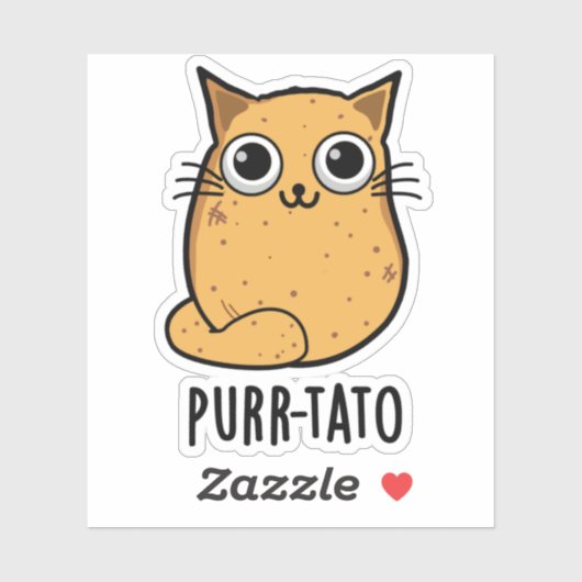 Spint-tato Funny Cat Potato Pun Sticker (Vel)