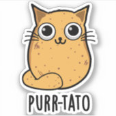 Spint-tato Funny Cat Potato Pun Sticker (Voorkant)