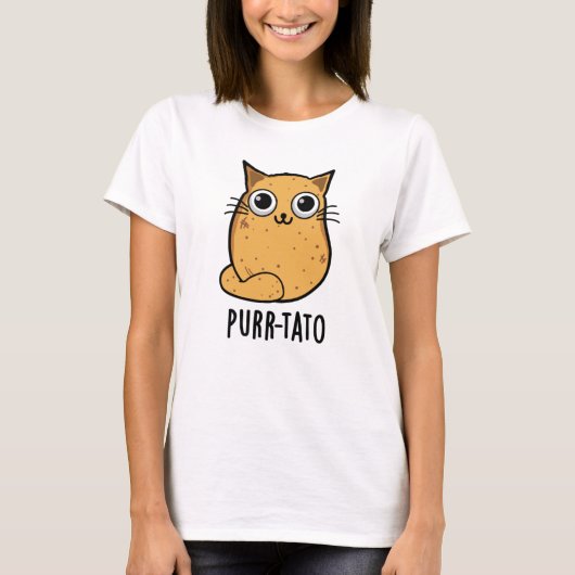 Spint-tato Funny Cat Potato Pun T-shirt (Voorkant)