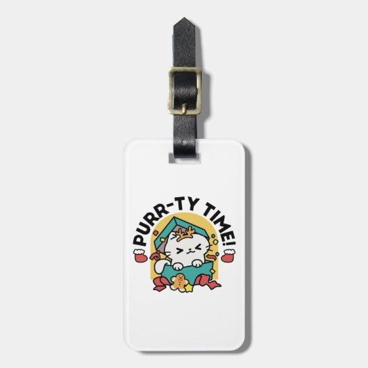 Spint-ty tijd! - Feestelijke Cat Christmas Design Bagagelabel (Voorkant verticaal)