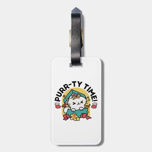 Spint-ty tijd! - Feestelijke Cat Christmas Design Bagagelabel (Achterkant verticaal)