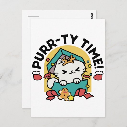 Spint-ty tijd! - Feestelijke Cat Christmas Design Briefkaart (Voorkant / Achterkant)