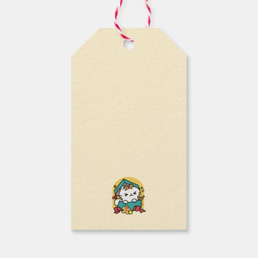 Spint-ty tijd! - Feestelijke Cat Christmas Design Cadeaulabel (Achterkant)