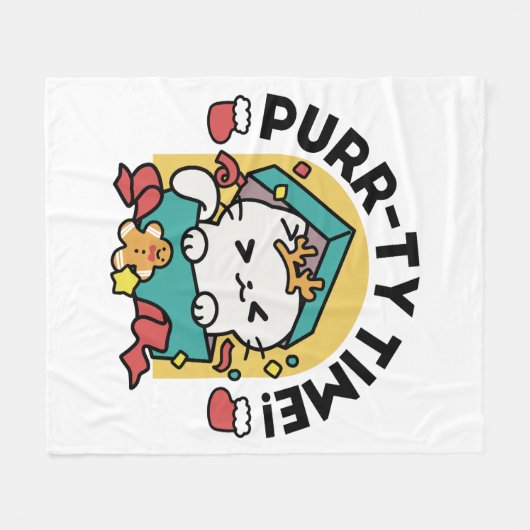 Spint-ty tijd! - Feestelijke Cat Christmas Design Fleece Deken (Voorkant (Horizontaal))