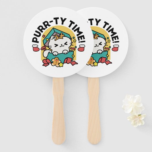 Spint-ty tijd! - Feestelijke Cat Christmas Design Handwaaier (Voorkant en achterkant)