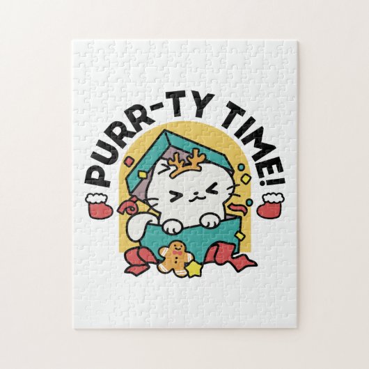 Spint-ty tijd! - Feestelijke Cat Christmas Design Legpuzzel (Verticaal)