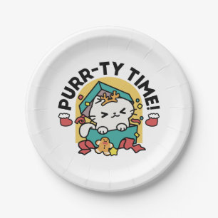 Spint-ty tijd! - Feestelijke Cat Christmas Design Papieren Bordje